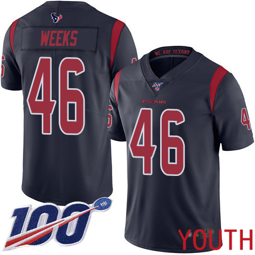 Houston Texans Limited Navy Blue Youth Jon Weeks Jersey NFL Football #46 100th Season Rush Vapor Untouchable->youth nfl jersey->Youth Jersey